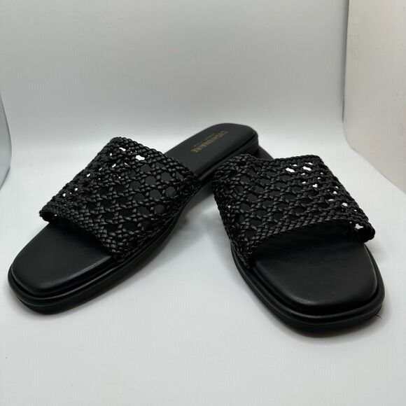 CUSHIONAIRE Women's basket weave slide sandal +Memory Foam 9 WIDE BLACK - Picture 7 of 7